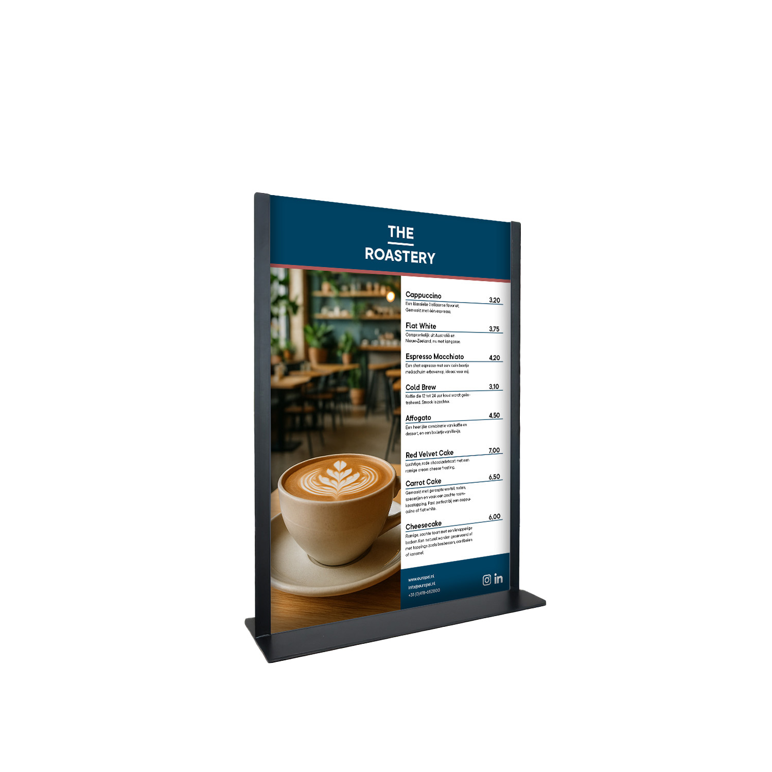 Europel Kaarthouder zwart metaal met acryl bord A5Europel Kaarthouder zwart metaal met acryl bord A5