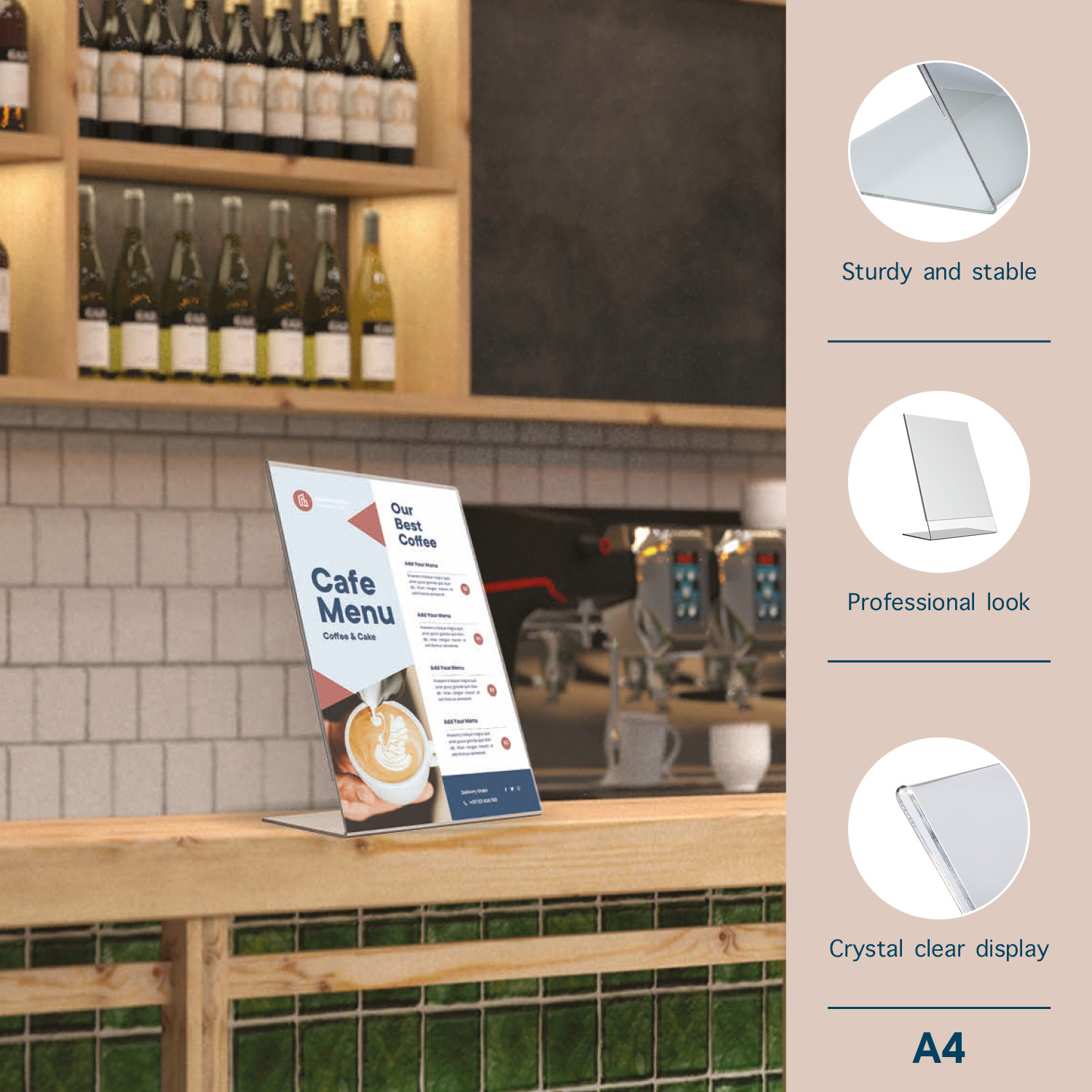 Europel Kaarthouder L-standaard A4 Staand Acryl