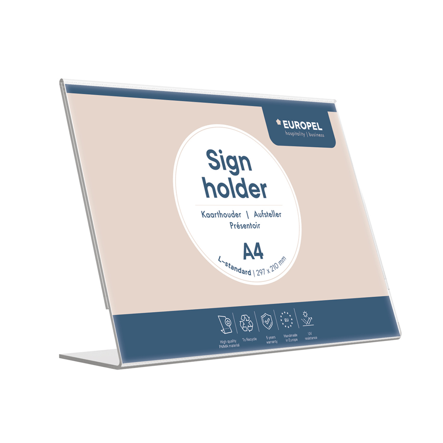 Europel Kaarthouder L-standaard A4 Liggend Acryl
