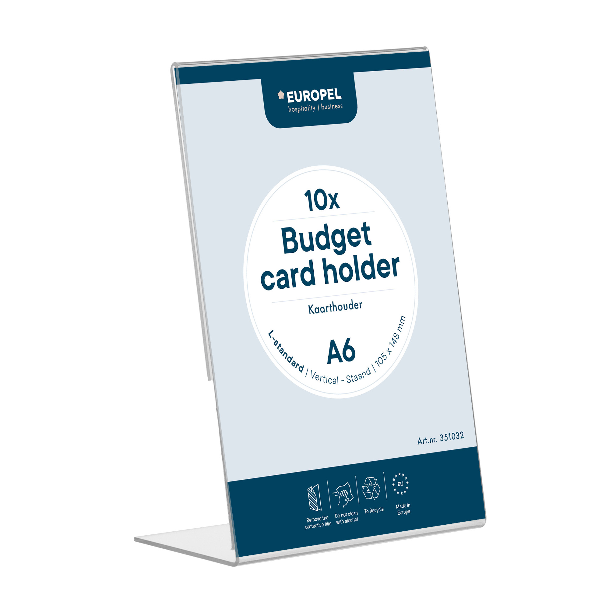 Europel Kaarthouder Budget L-standaard A6 1,5 mm Staand Acryl – Set van 10 
