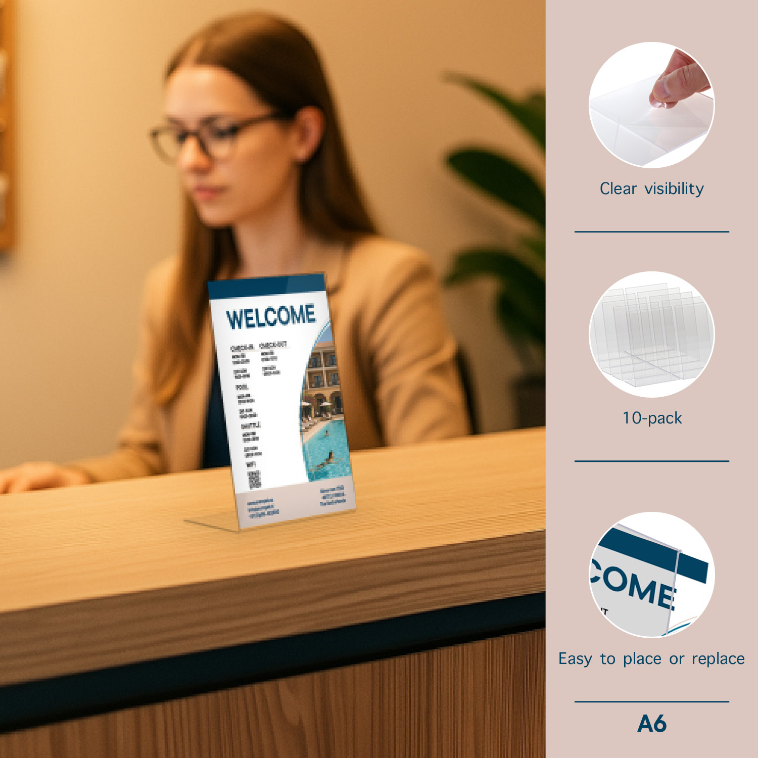 Europel Kaarthouder Budget L-standaard A6 1,5 mm Staand Acryl – Set van 10 