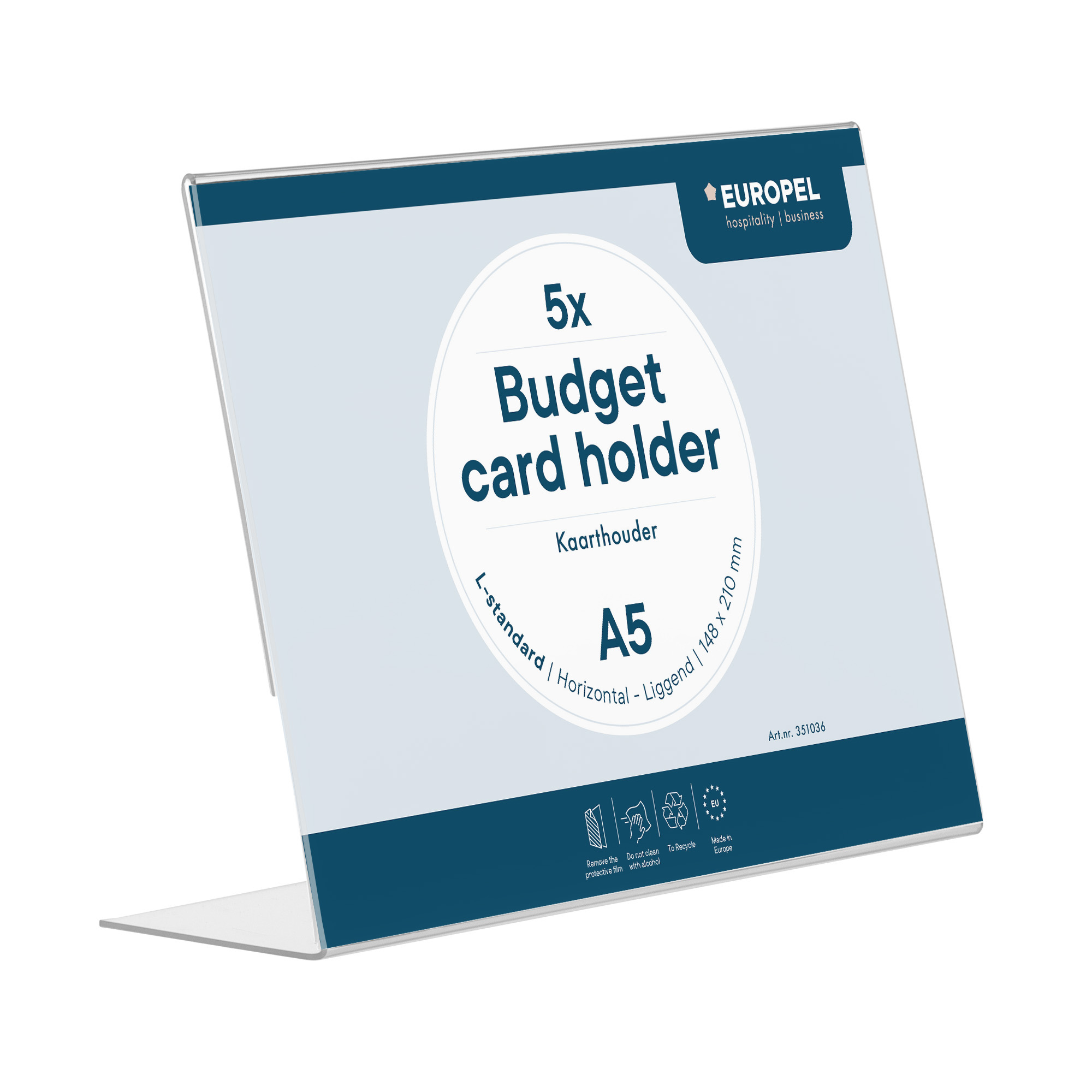 Europel Kaarthouder Budget L-standaard A5 1,5 mm Liggend  Acryl – Set van 5