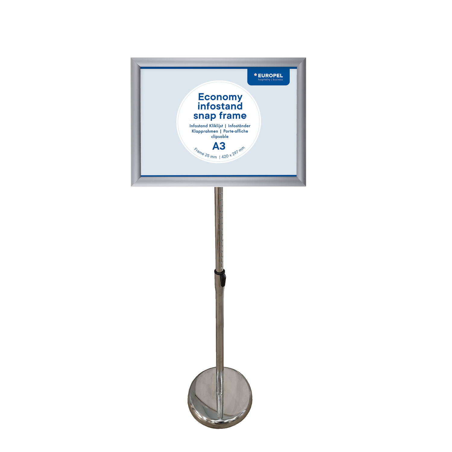 Europel Infostand Economy A3 25 mm Zilver