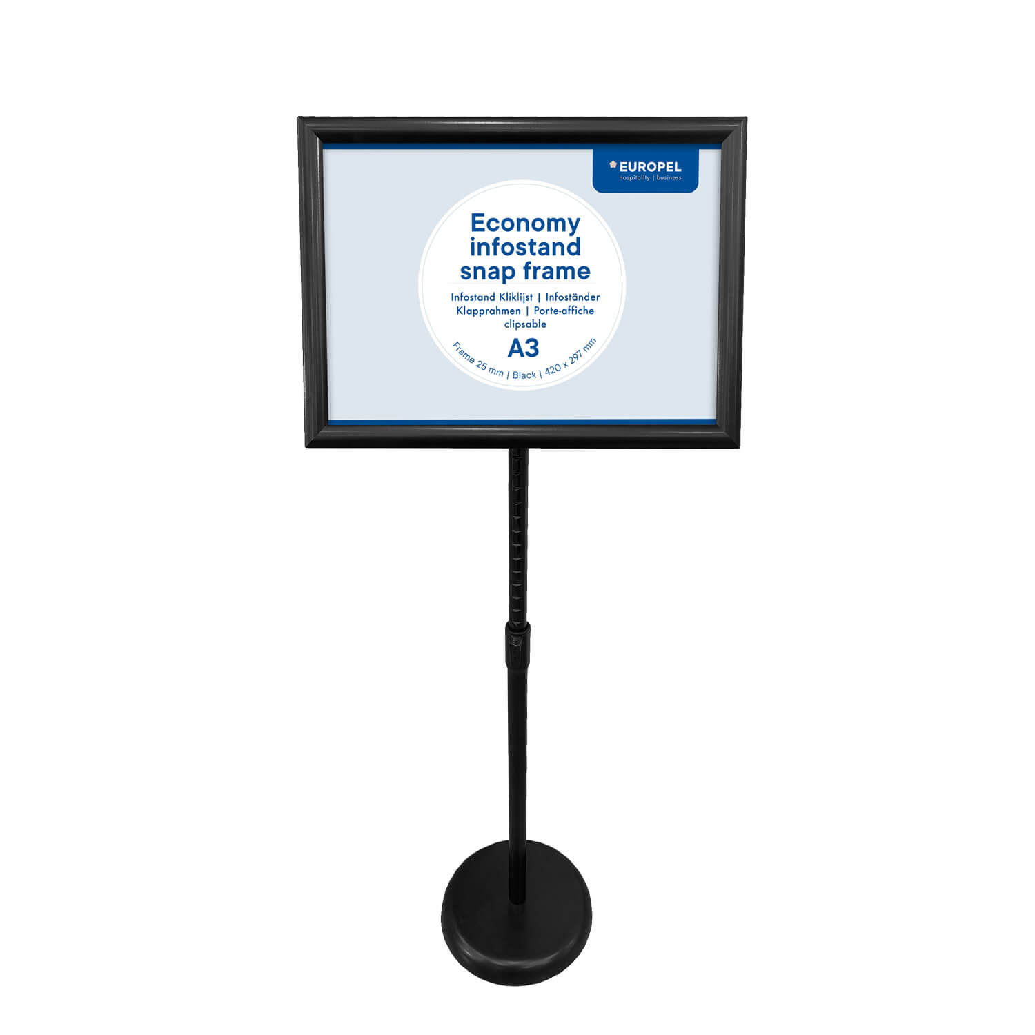 Europel Infostand  Economy A3 25 mm Zwart