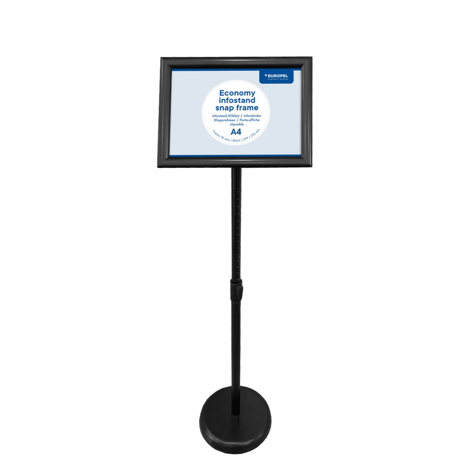 Europel Infostand Economy A4 25 mm Zwart