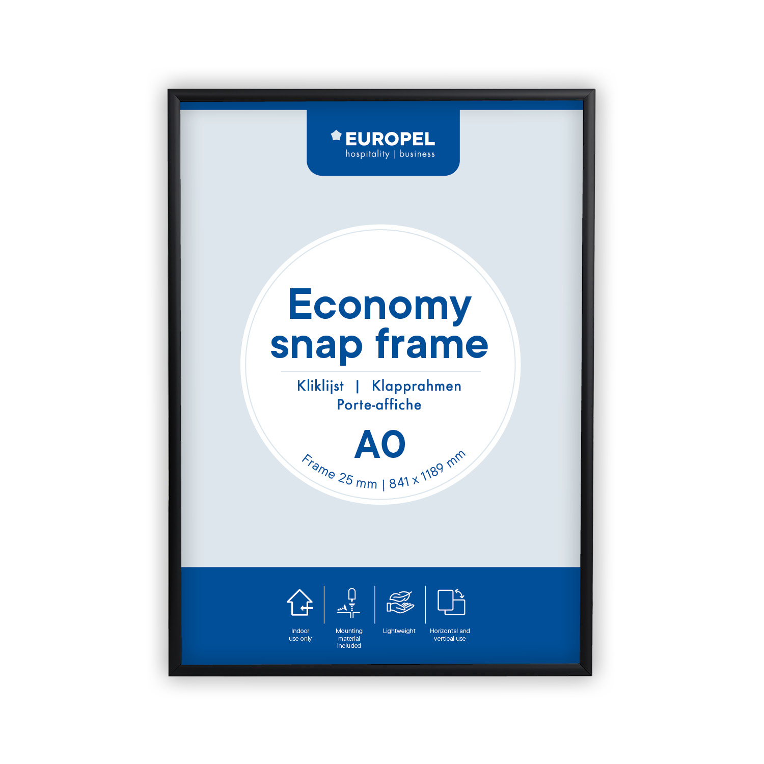 Europel Kliklijst Economy A0 25 mm Zwart