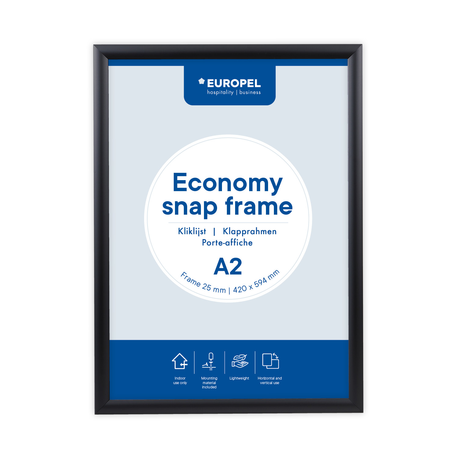 Europel Kliklijst Economy A2 25 mm Zwart