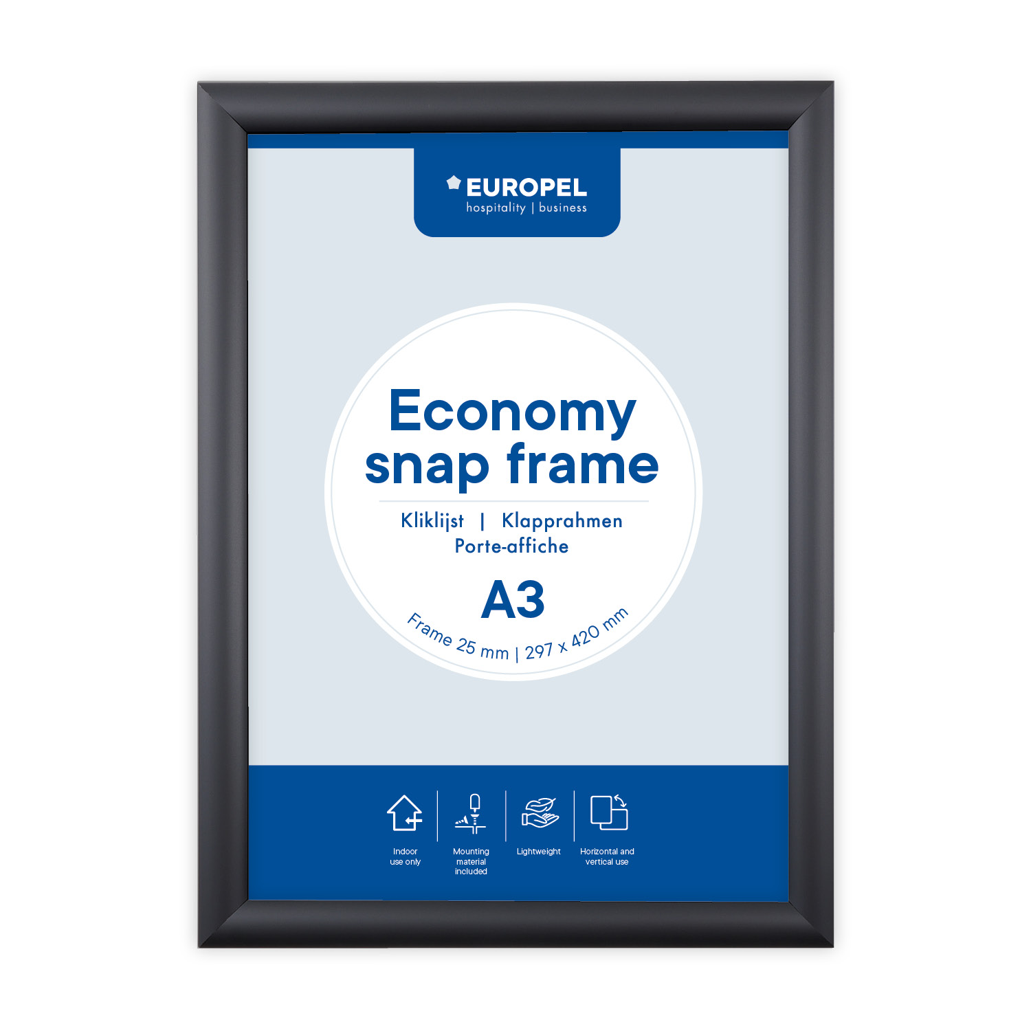 Europel Kliklijst Economy A3 25 mm Zwart
