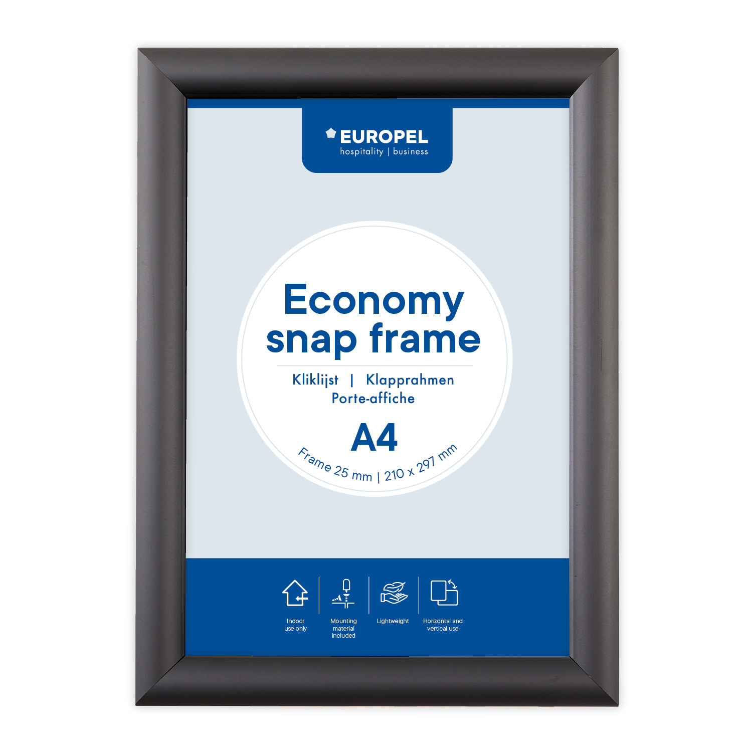 Europel Kliklijst Economy A4 25 mm Zwart