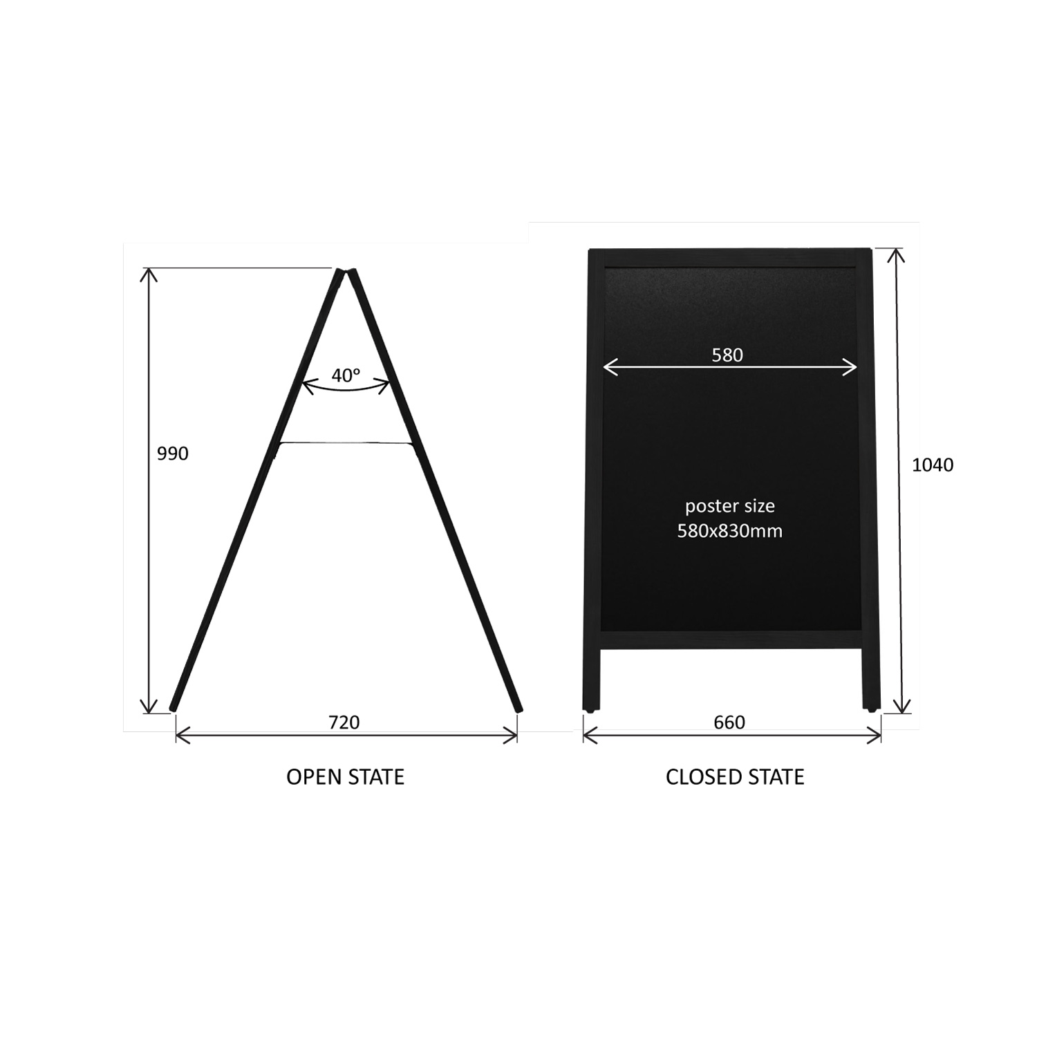 Europel Krijtstoepbord 660 x 1040 mm ECO Zwart