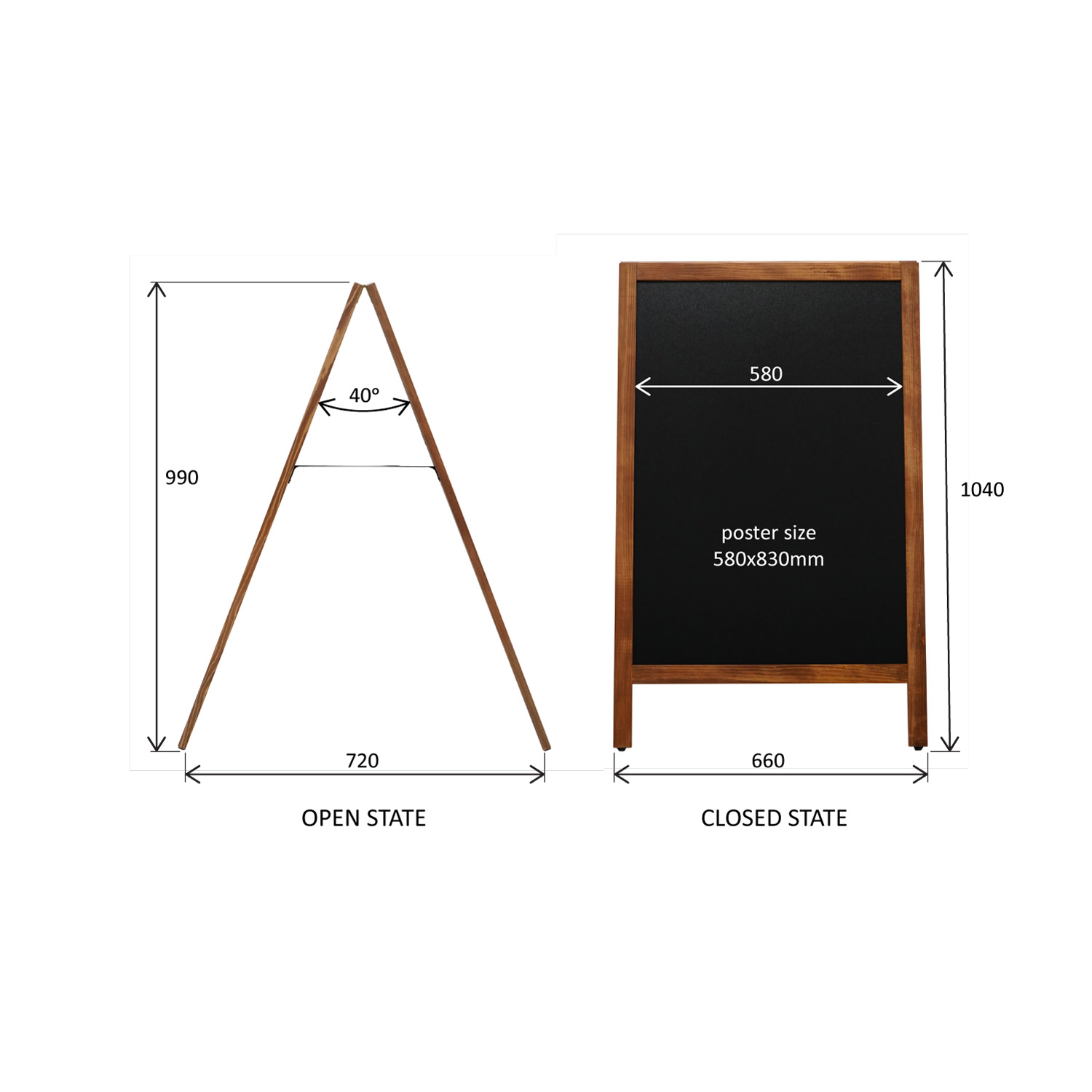 Krijt stoepbord Europel 660x1040mm natural