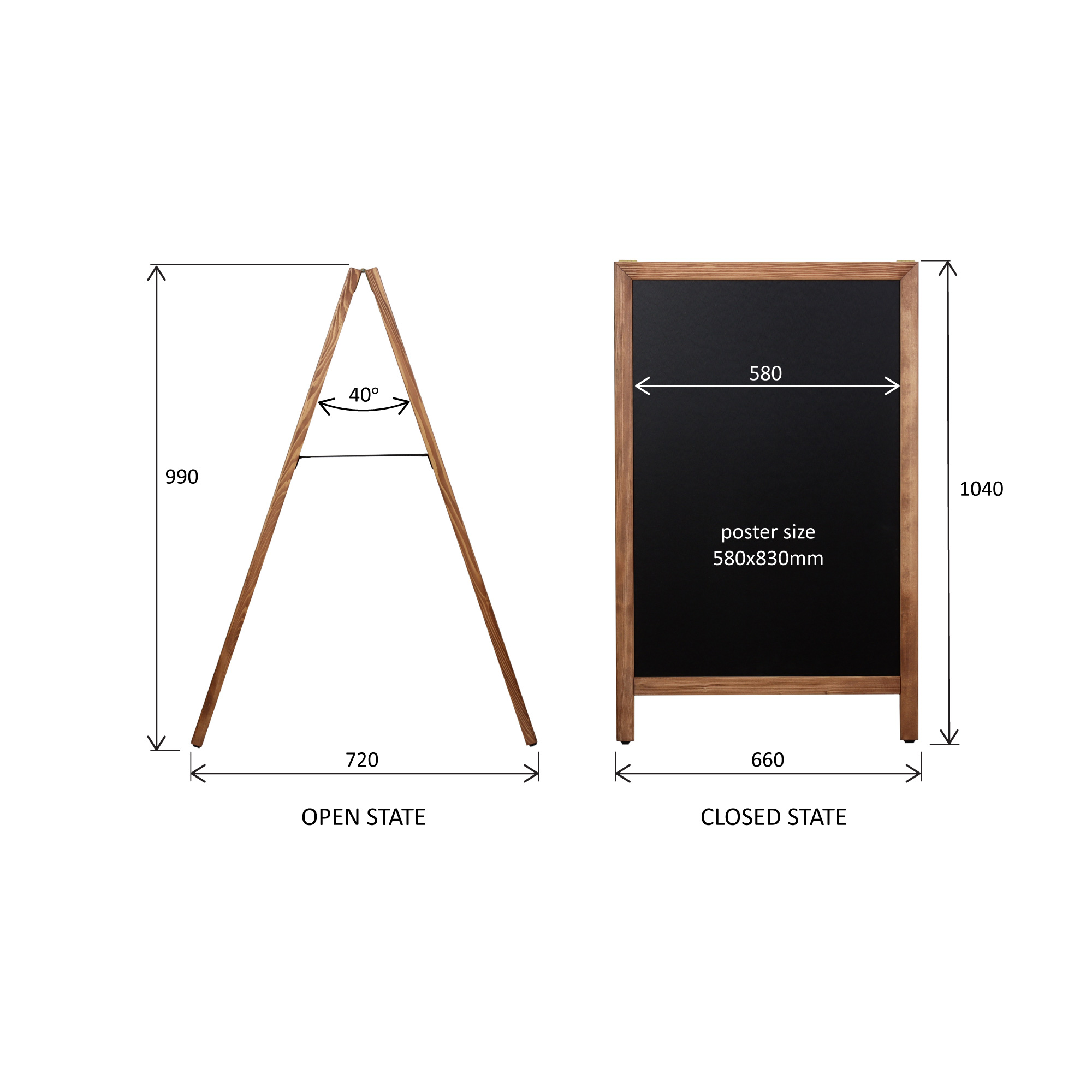 Europel Krijtstoepbord 660 x 1040 mm DELUX Natural
