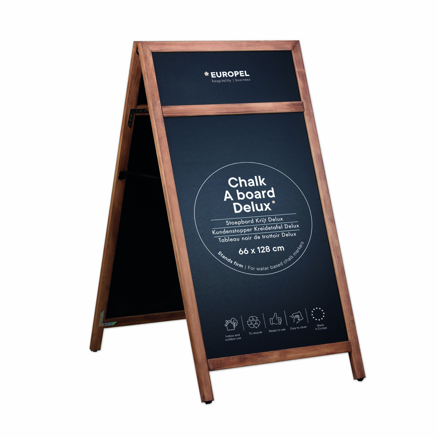 Krijt stoepbord Europel 660x1280 mm DELUX met topbord natural
