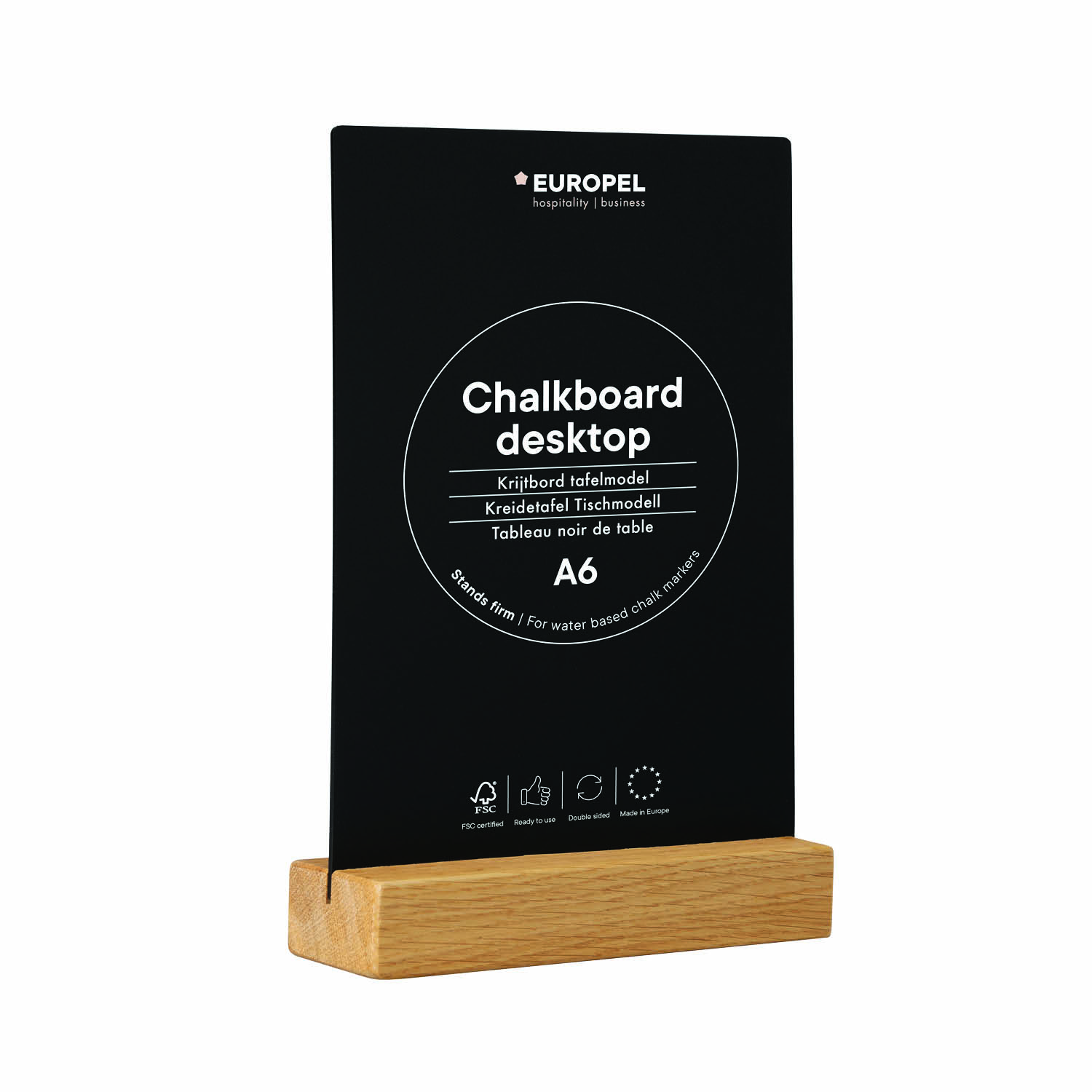 Europel Krijtbord Tafelmodel met Houten Voet A5