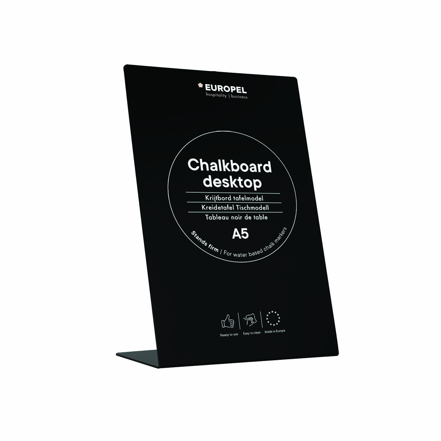Europel Krijtbord Tafelmodel L-standaard A5 Zwart