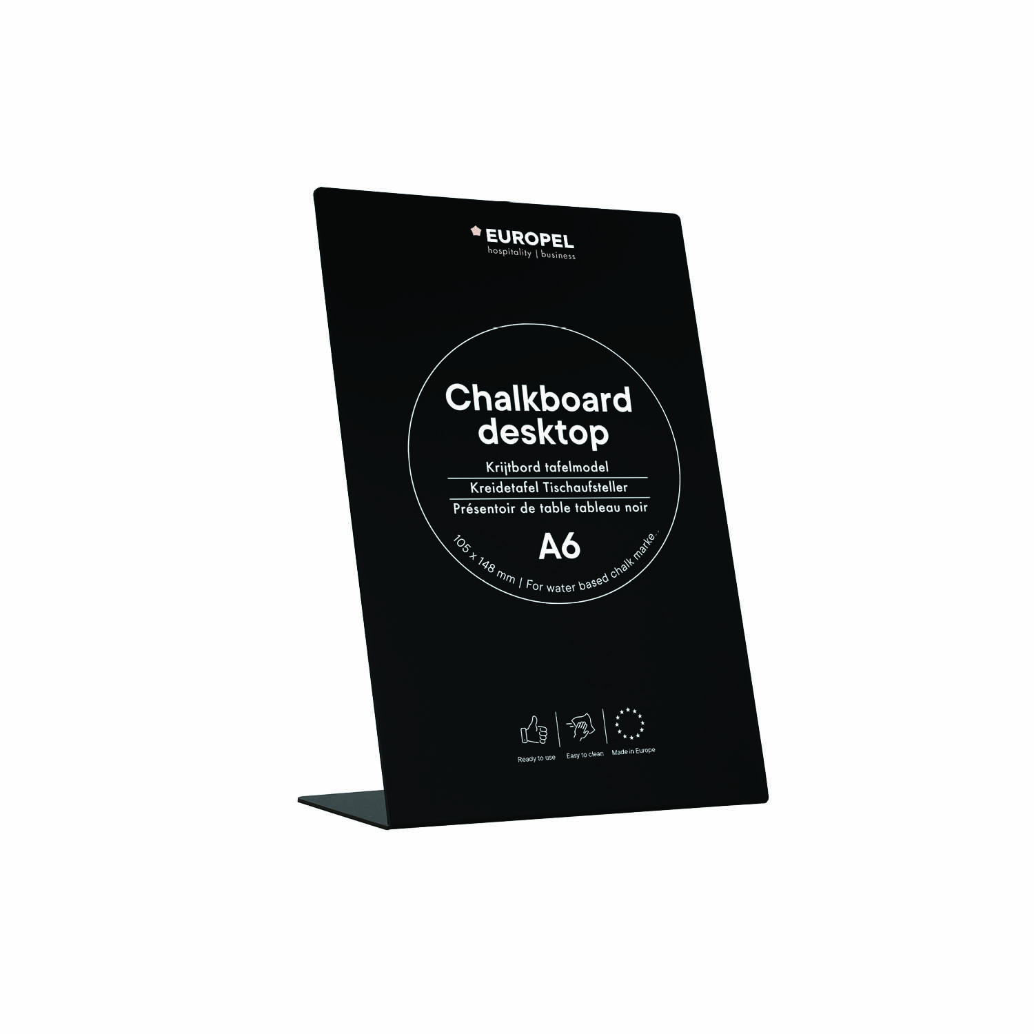 Europel Krijtbord Tafelmodel L-standaard A6 Zwart