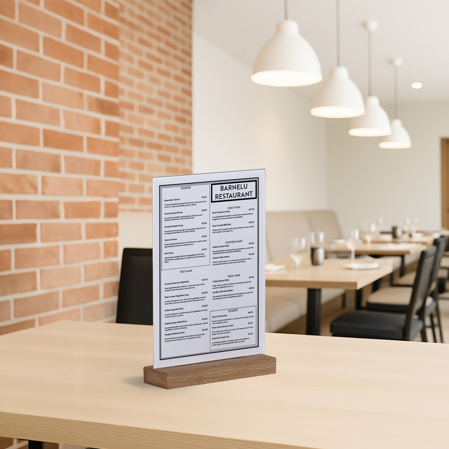 Europel Kaarthouder Acryl met Eikenhouten Voet A4 Staand – Premium Presentatiehouder  