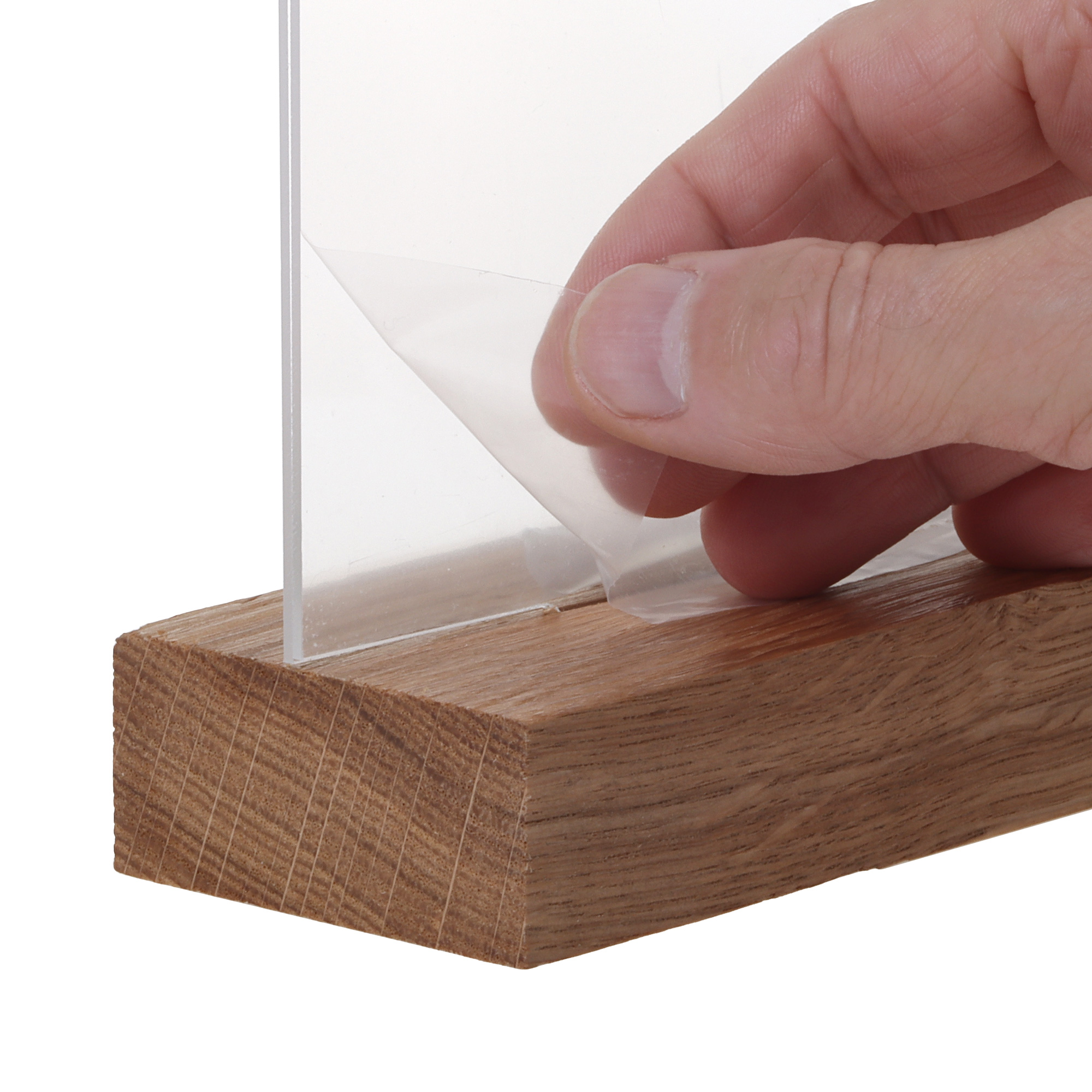 Europel Kaarthouder Acryl met Houten Voet A5 Horizontaal – Premium Presentatiehouder