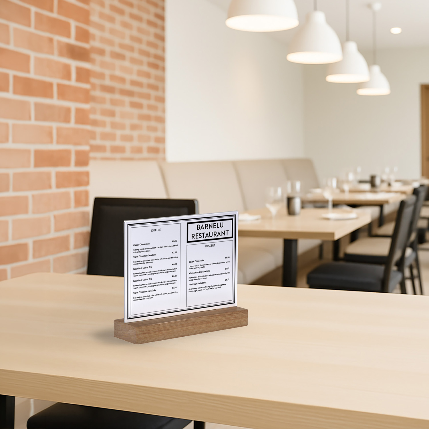 Europel Kaarthouder Acryl met Houten Voet A5 Horizontaal – Premium Presentatiehouder