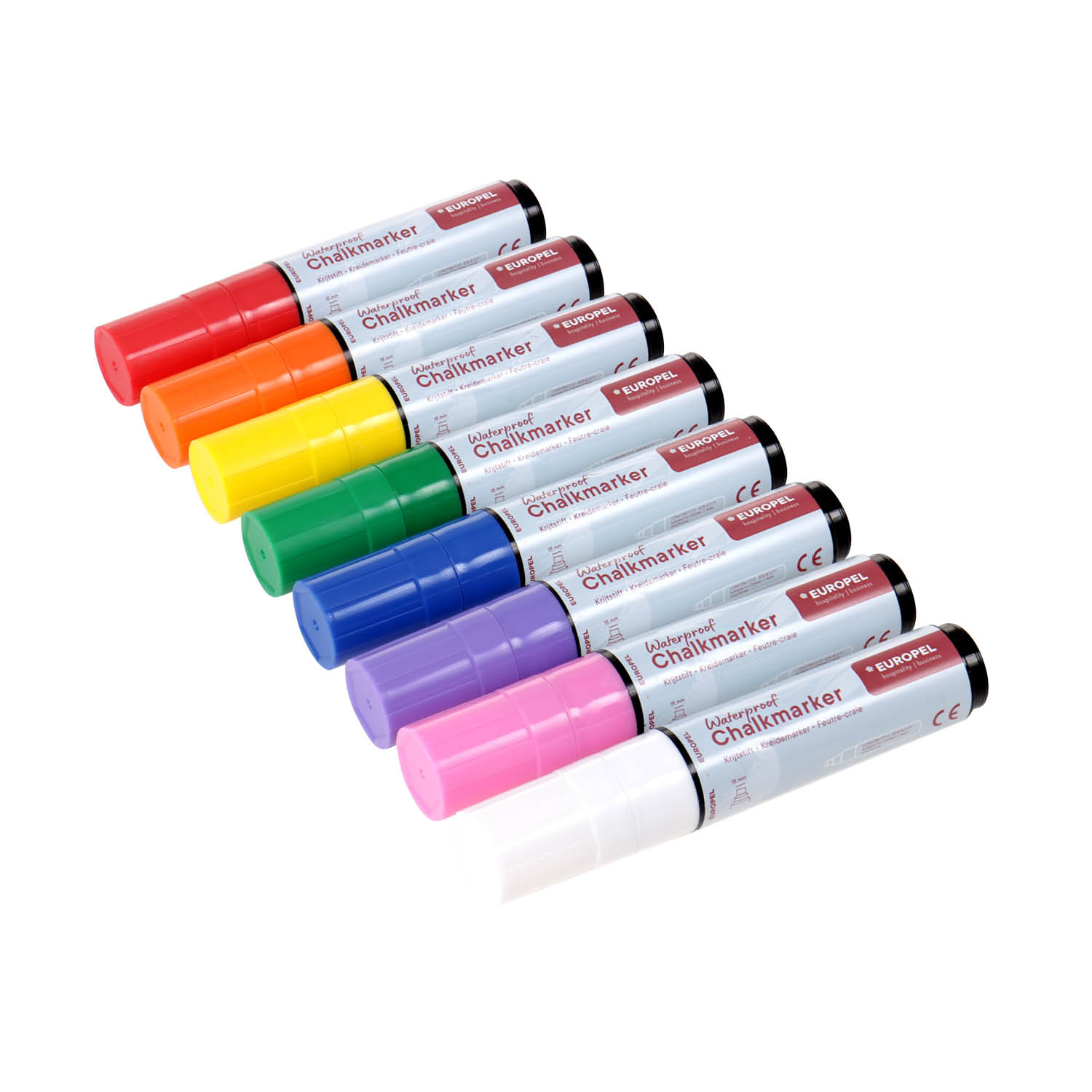 Europel Krijtstift Watervast 15 mm Assorti PVC Etui 8 Stuks
