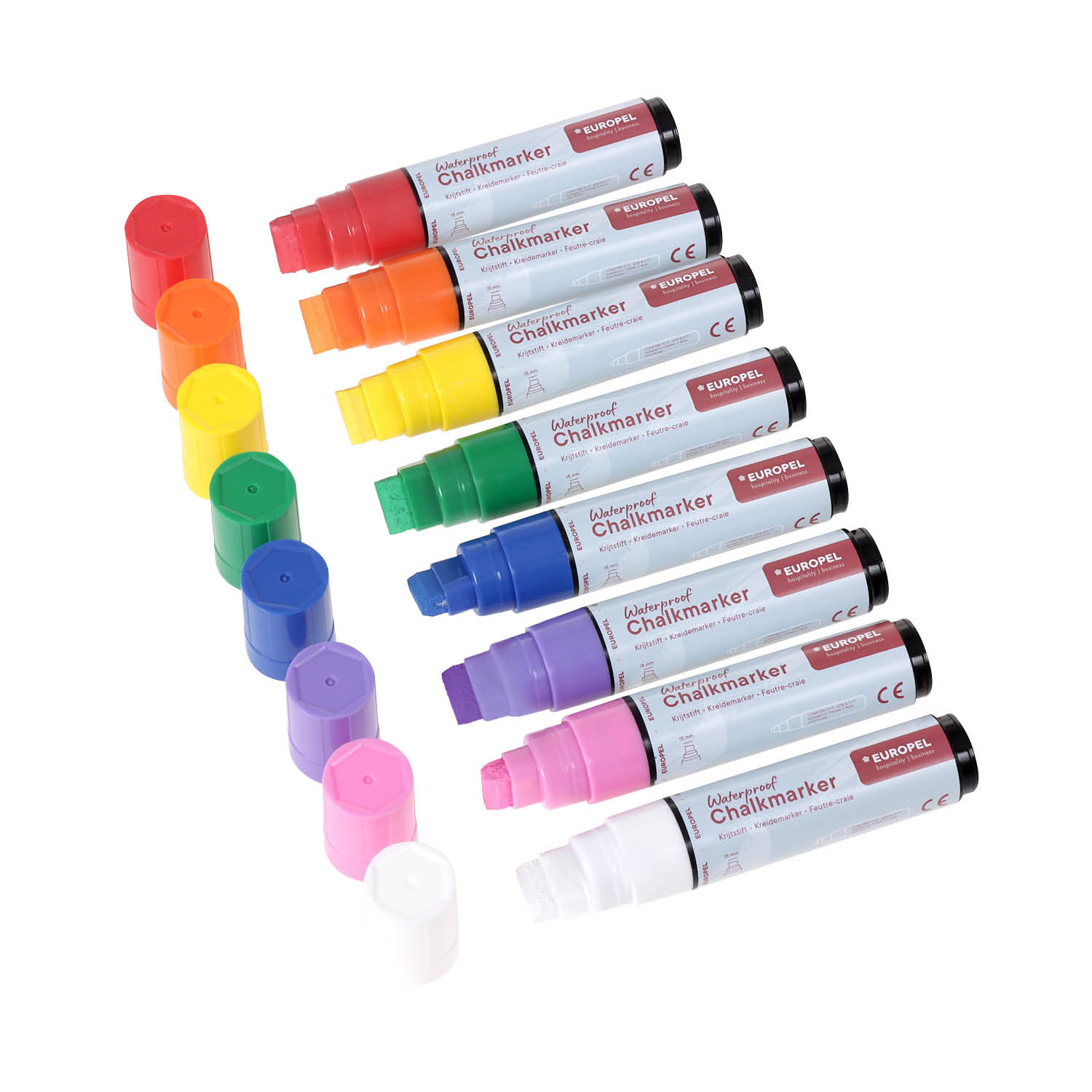 Europel Krijtstift Watervast 15 mm Assorti PVC Etui 8 Stuks
