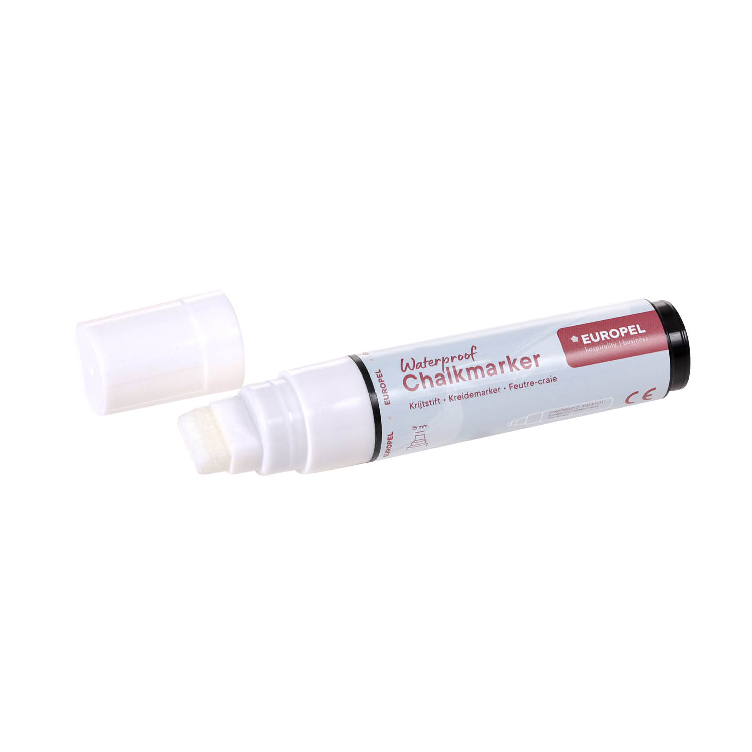 Europel Krijtstift Watervast 15 mm Wit Blister 1 stuk
