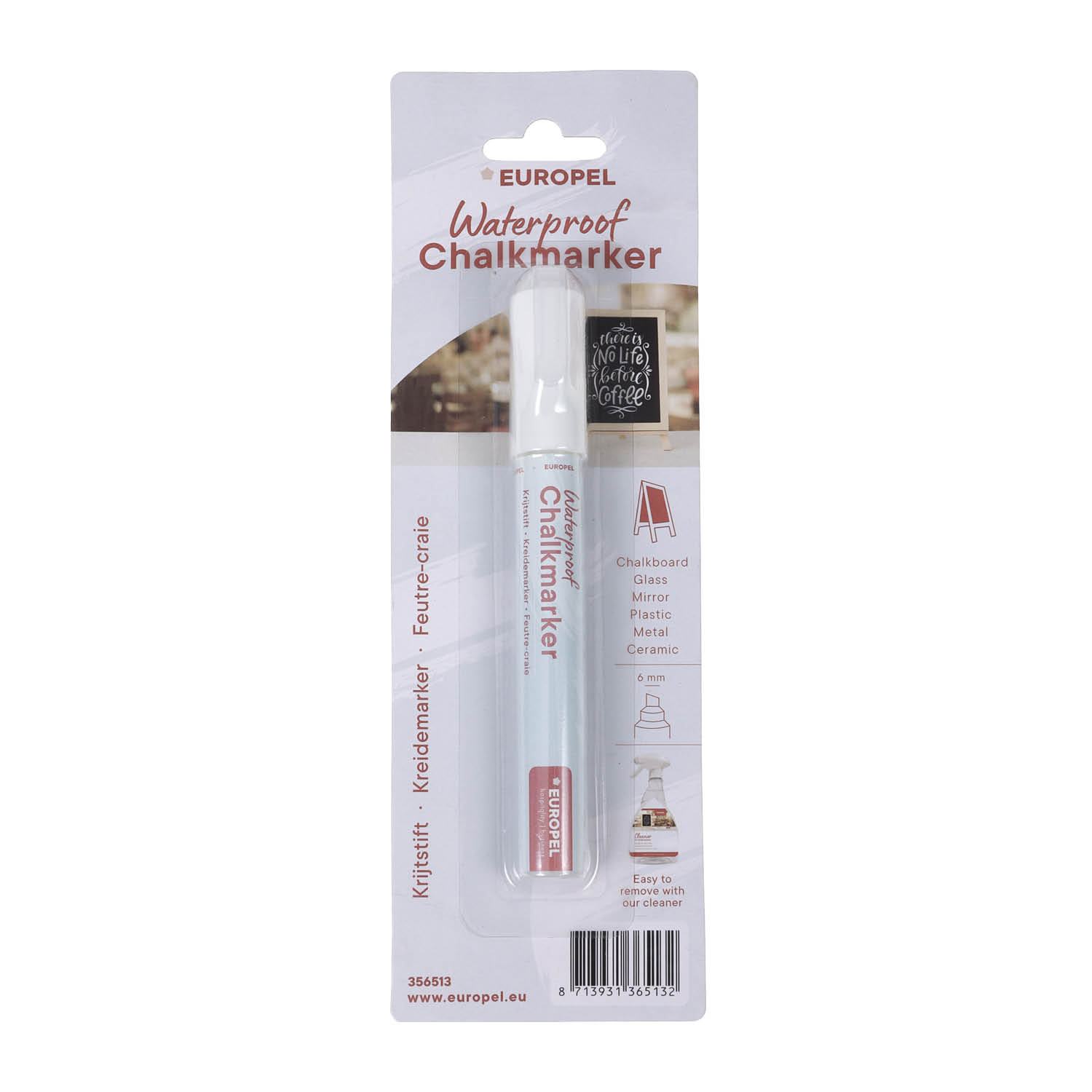 Europel Krijtstift Watervast 1-6 mm Wit Blister 1 Stuk
